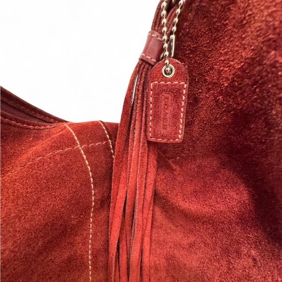 RARE Y2k Burgundy Coach SoHo Suede Shoulder Hobo Bag - Picture 4 of 7